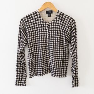 City Silk Houndstooth Cardigan Size Medium